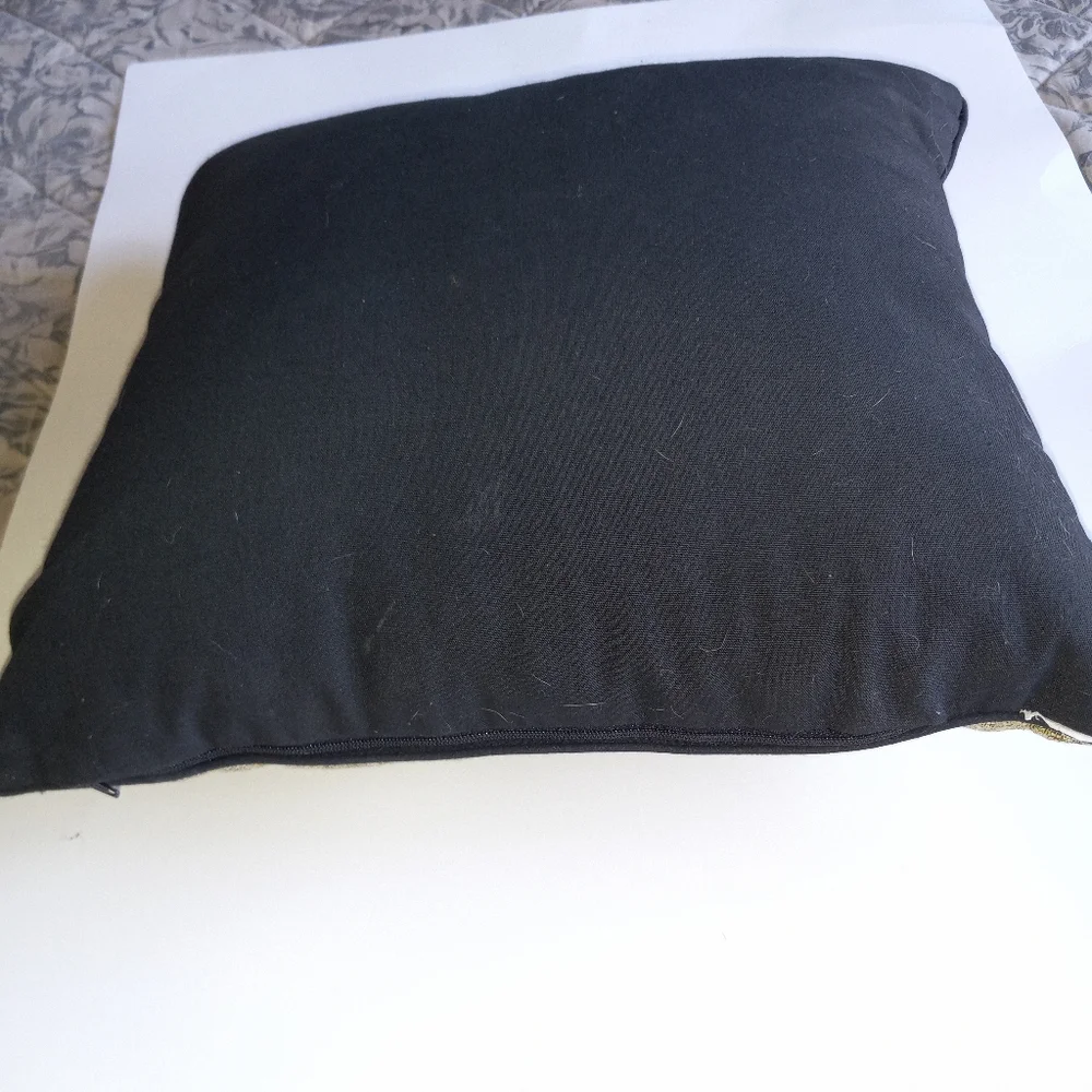 Boxer throw pillow. Brown and black brindle head color on a tan gold background.